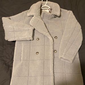 CK Faux Fur Sherpa Double Breasted Coat NEW